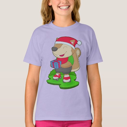 Eekhoorn Kerst Inline skating T-shirt (Voorkant)