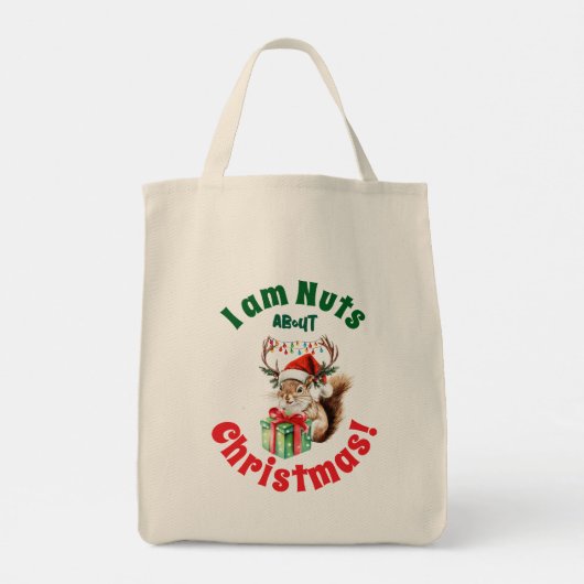 Eekhoorn Kerst met Antlers Lights Canvas tas (Achterkant)