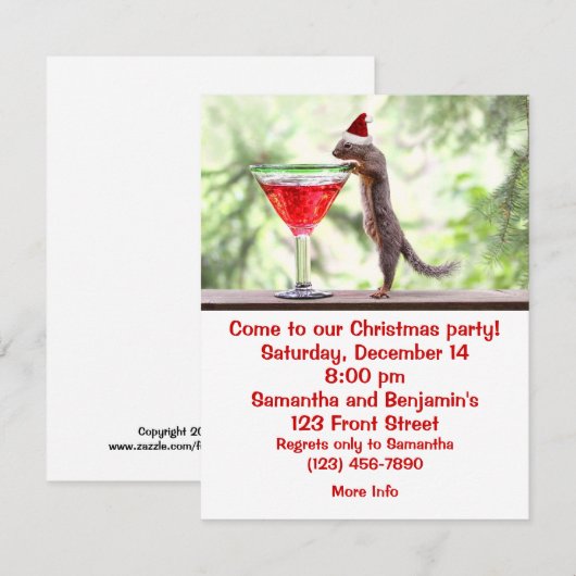 Eekhoorn kerstfeest kaart (Voorkant / Achterkant)