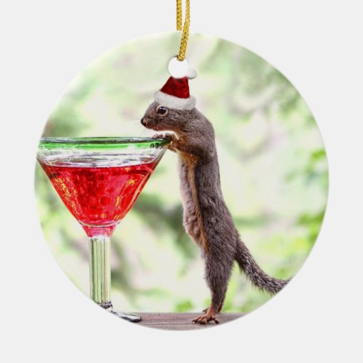 Eekhoorn kerstfeest keramisch ornament (Voorkant)