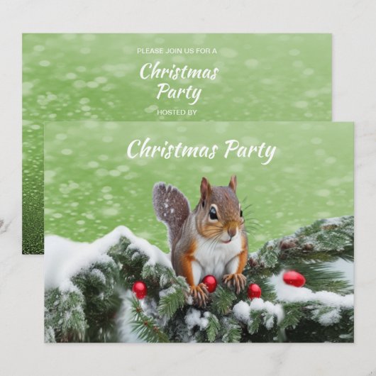 Eekhoorn Kerstfeest Vakantie uitnodiging (Voorkant / Achterkant)