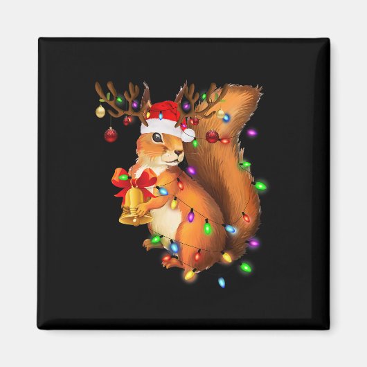 Eekhoorn Kerstlicht Familie Matching Pyjama Xm Magneet (Voorkant)