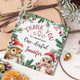 Eekhoorn Kerstmis 1e verjaardag Winter Onederland Bedankjes Labels