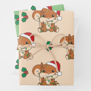 Eekhoorn Kerstmis Winter Dieren Vakantie Eekhoorn Inpakpapier Vel
