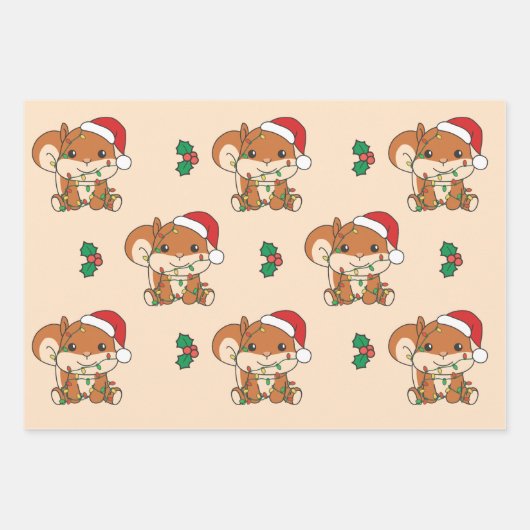 Eekhoorn Kerstmis Winter Dieren Vakantie Eekhoorn Inpakpapier Vel (Voorkant)