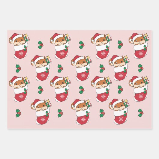 Eekhoorn Kerstmis Winter Dieren Vakantie Eekhoorn Inpakpapier Vel (Voorkant 3)