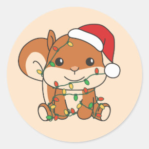 Eekhoorn Kerstmis Winter Dieren Vakantie Eekhoorn Ronde Sticker