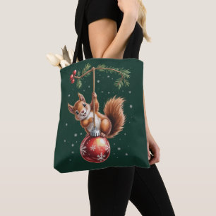 Eekhoorn Kerstmis Winter Sneeuwvlok Winter Vakanti Tote Bag