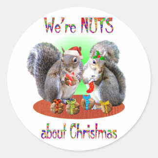 Eekhoorn Kerstnoten Ronde Sticker