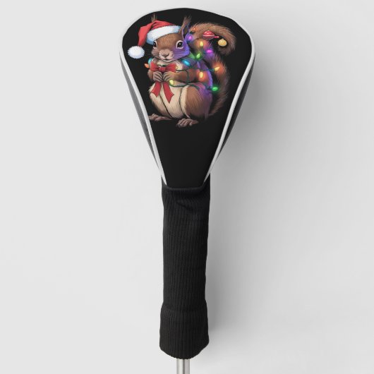 Eekhoorn Kerstverlichting Kerstfeest Familie Golfheadcover (Voorkant)
