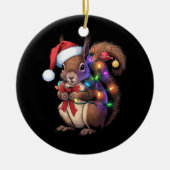 Eekhoorn Kerstverlichting Kerstfeest Familie Keramisch Ornament (Voorkant)