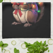 Eekhoorn Kerstverlichting Kerstfeest Familie Theedoek (Gevouwen)