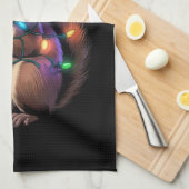 Eekhoorn Kerstverlichting Kerstfeest Familie Theedoek (Quarter Fold)