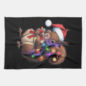 Eekhoorn Kerstverlichting Kerstfeest Familie Theedoek (Horizontaal)