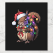 Eekhoorn Kerstverlichting Kerstfeest Familie Wijn Etiket (Enkel label)