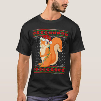 Eekhoorn Kerstverlichting Lelijke trui Santa Squir T-shirt