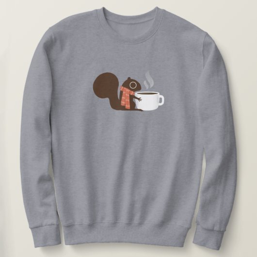 Eekhoorn Koffie Liefhebber met Gestreepte Sjaal Trui (Design voorkant)