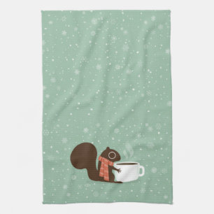 Eekhoorn Koffie Lover Woodland Winter Vakantie Theedoek