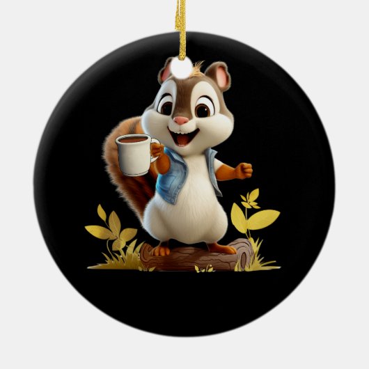 Eekhoorn Koffiekopje Grappige Koffie Drink Eekhoor Keramisch Ornament (Achterkant)