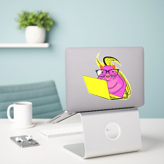 Eekhoorn laptop sticker (Laptop op bureau)