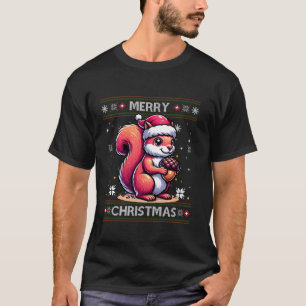 Eekhoorn Lelijke Noten Sneeuwvlokken Santa Hat Tre T-shirt