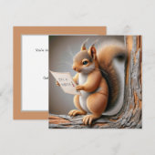 Eekhoorn Lezen Een Verjaardagsfeestje Uitnodigen Kaart (Voorkant / Achterkant)