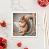 Eekhoorn Lezen Een Verjaardagsfeestje Uitnodigen Servet (Insitu)