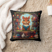 Eekhoorn lezen op een boekenplank kussen (Deken)