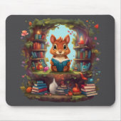 Eekhoorn lezen op een  boekenplank muismat (Voorkant)