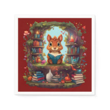 Eekhoorn lezen op een  boekenplank