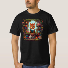 Eekhoorn lezen op een  boekenplank t-shirt