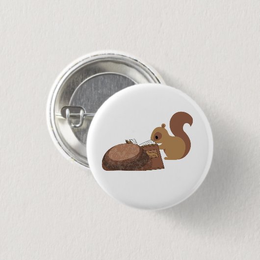 Eekhoorn lezen ronde button 3,2 cm (Voorkant /achterkant)