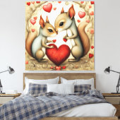 Eekhoorn Liefde 1 Canvas Afdruk (Insitu (Slaapkamer))