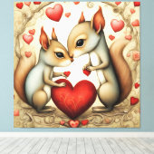 Eekhoorn Liefde 1 Canvas Afdruk (Insitu (Houten vloer))