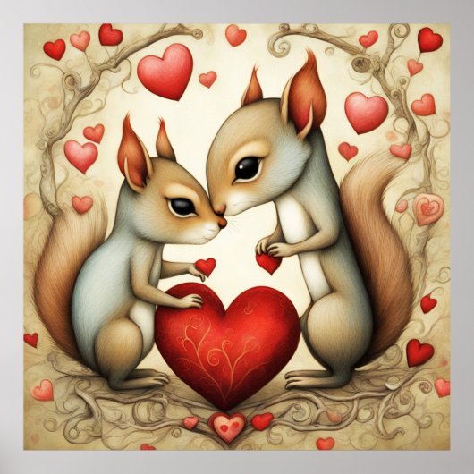 Eekhoorn Liefde 1 Poster (Voorkant)