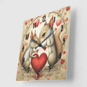 Eekhoorn Liefde 1 Vierkante Klok (Hoek)