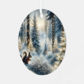 Eekhoorn Magisch Betoverd Kerstbos Metalen Ornament (Voorkant links)