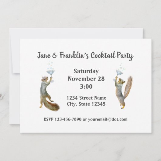 Eekhoorn Martini Feest Uitnodiging (Achterkant)