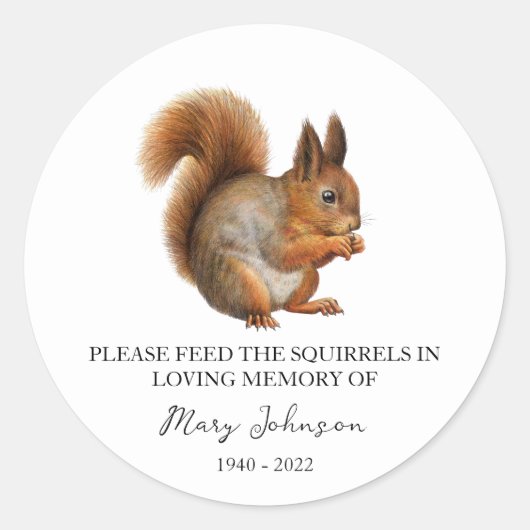 Eekhoorn Memorial Funeral Seed Packet Ronde Sticker (Voorkant)