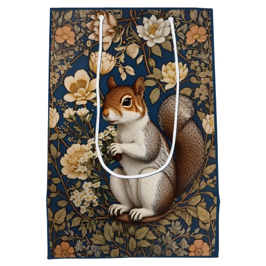 Eekhoorn met Acacia Bloemen William Morris Medium Cadeauzakje (Achterkant)