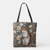 Eekhoorn met Acacia Bloemen William Morris Tote Bag (Achterkant)