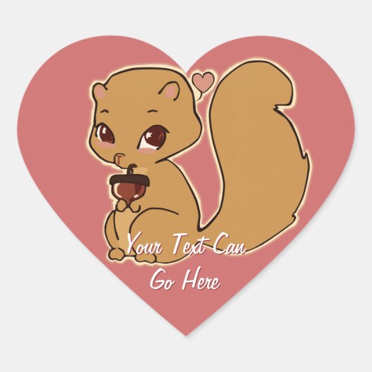 Eekhoorn met Acorn Heart Stickers (Voorkant)