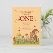 Eekhoorn met Acorn Invitation Kaart (Staand voorkant)