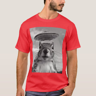 Eekhoorn met Alien UFO Grappige Eekhoorn Cadeaus F T-shirt