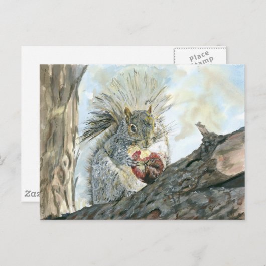 Eekhoorn met appelbriefkaart briefkaart (Voorkant / Achterkant)