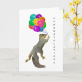 Eekhoorn met ballonnen gefeliciteerd kaart (Gele Bloem)