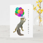 Eekhoorn met ballonnen Happy Birthday Kaart (Gele Bloem)