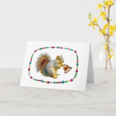 Eekhoorn met Bell Christmas Kaart (Gele Bloem)