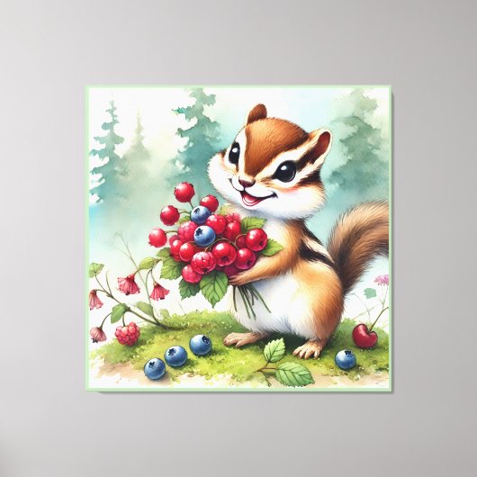 Eekhoorn met bessen canvas afdruk (Voorkant)
