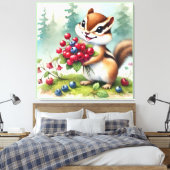 Eekhoorn met bessen canvas afdruk (Insitu (Slaapkamer))